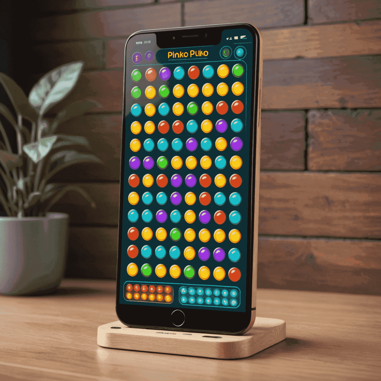 Modern smartphone displaying a colorful online Plinko game interface with retro-inspired graphics